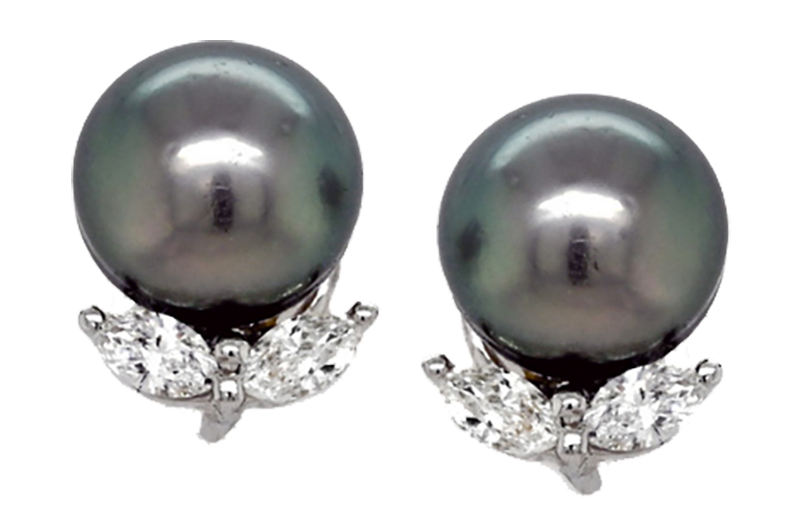 Jyes International   Tahitian black pearl and  diamond stud earrings   MSRP $2,700  415.621.8880  jyescorp.com
