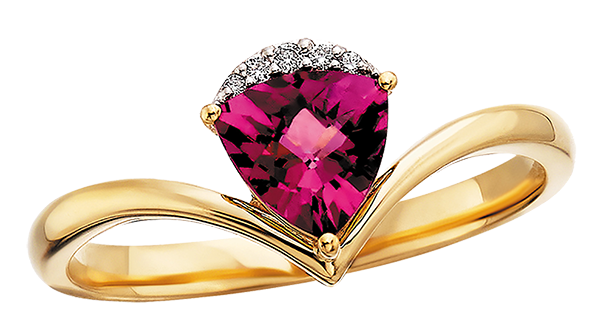 Berco Yellow gold trillion cut rhodolite & diamond ring  MSRP $620 800.621.0668 bercojewelry.com