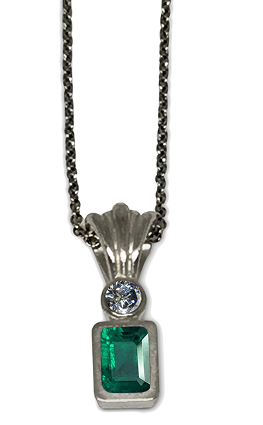 Jewel Couture LLC Platinum emerald & diamond necklace  MSRP $4250 828.406.1105 jeweljewel.com