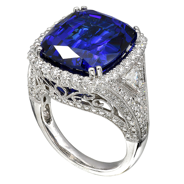 Jye’s International Platinum diamond and 16.85ct tanzanite ring  MSRP $27,500 415.621.8880 jyescorp.com