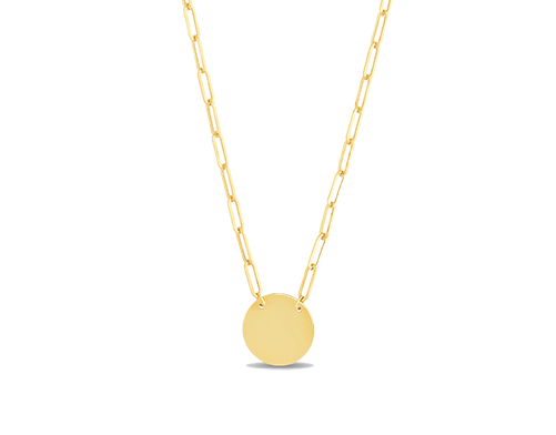 Phillip Gavriel 14K Gold disc paperclip necklace (18”)  MSRP $550 800.622.0960 phillipgavriel.com