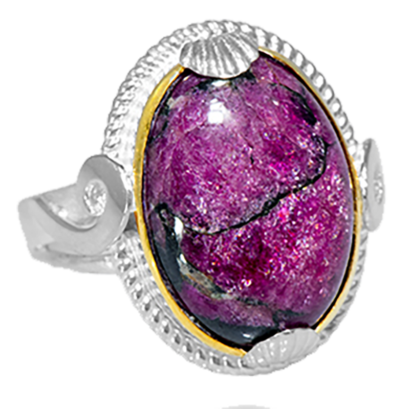 Michou Sterling silver and 22k gold vermeil ring with rhodochrosite. One of a Kind. MSRP $345 530.525.3320 michoujewelry.com