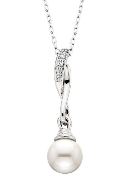 Berco 10K white gold pearl drop pendant .03tdw MSRP $415 bercojewelry.com 800.621.0668