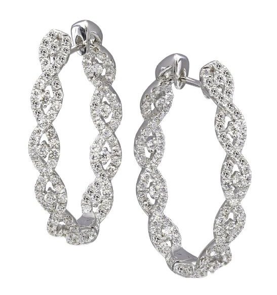 JYE’s International 18KT white gold earrings with 2.57cttw diamonds MSRP $12200 JYESCorp.com 415.621.8880