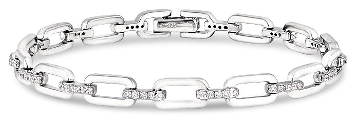 Black Water by Kelly Waters Platinum finish sterling silver open links bracelet, simulated diamonds MSRP $230 kellywaters.com 800.647.7017