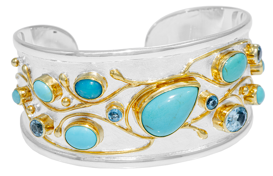 Michou Sterling bracelet with amazonite, topaz and turquoise. One of a Kind. MSRP $1945 michoujewelry.com 530.525.3320