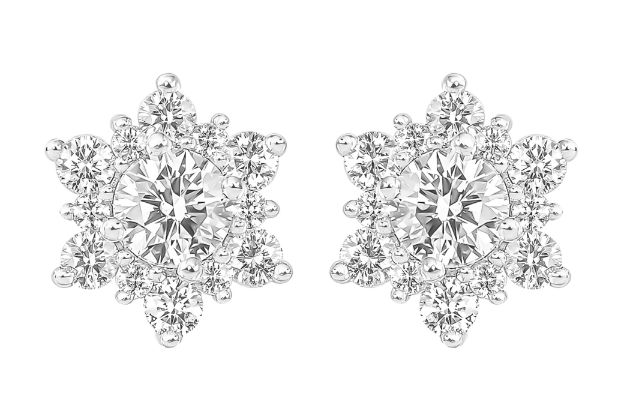 Legend Jewelry White gold shared prong diamond halo earring MSRP $1399 legendjewelryinc.com 866.607.3098