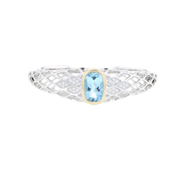 PiYaRo Luxury silver blue topaz bracelet with 14k gold MSRP $3375 piyaro.com 888.427.8886