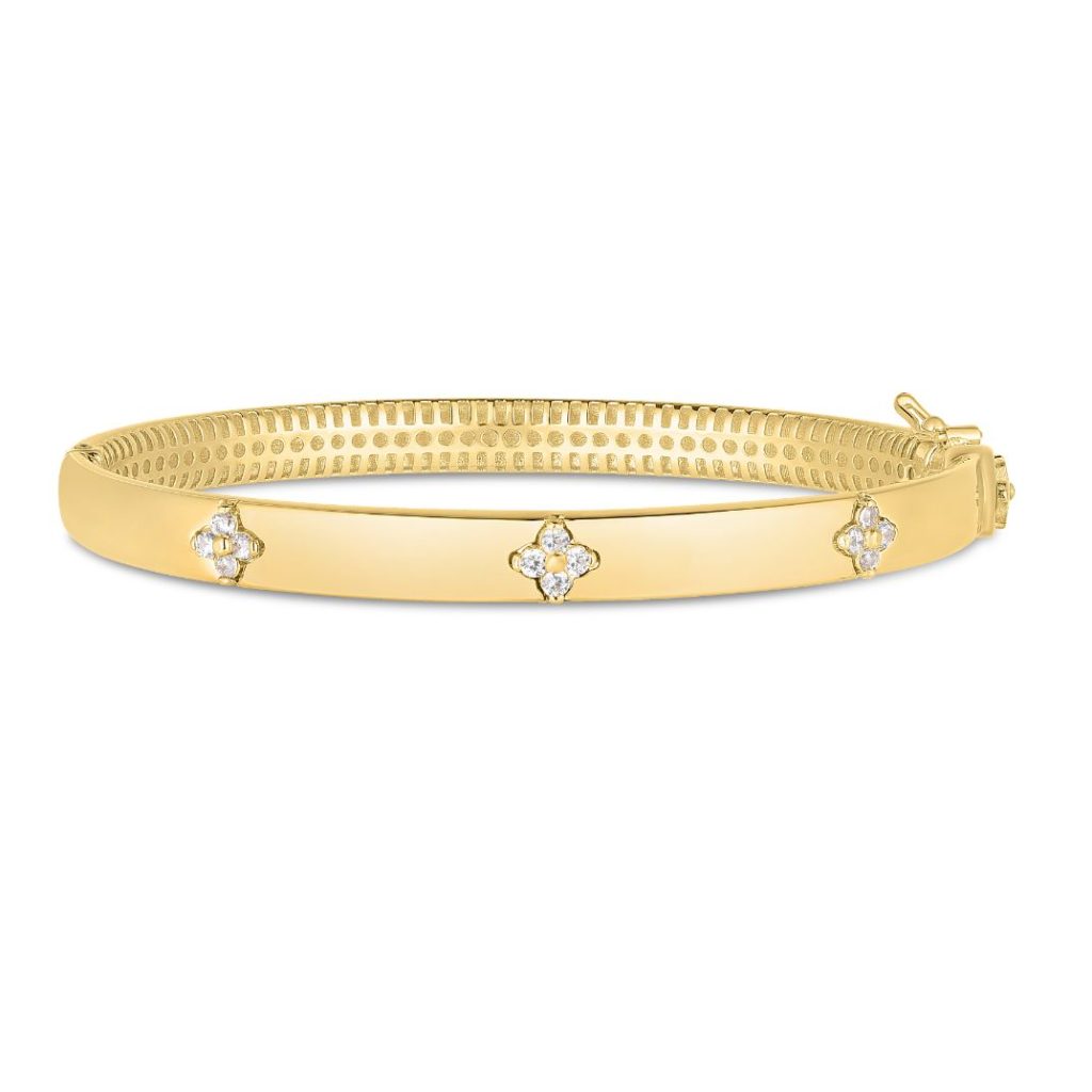 Royal Chain 14K gold & .30ct diamond trilogy bangle MSRP $2415 royalchain.com 800.622.0960